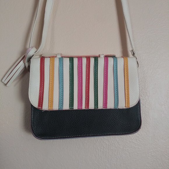 Women's Pastel Rainbow Shoulder Bag Purse - Picture 1 of 7